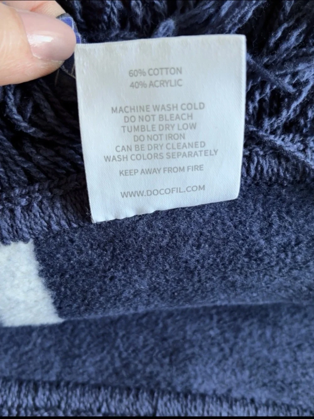 DOCOFIL Throw Blankets Navy White Window Pane Reversible Cotton 55x63